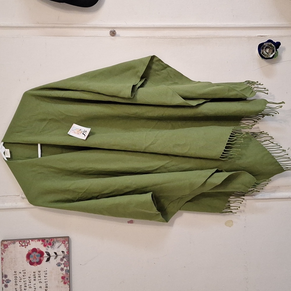 Green Fringe Shawl Poncho Tassel Cover Up